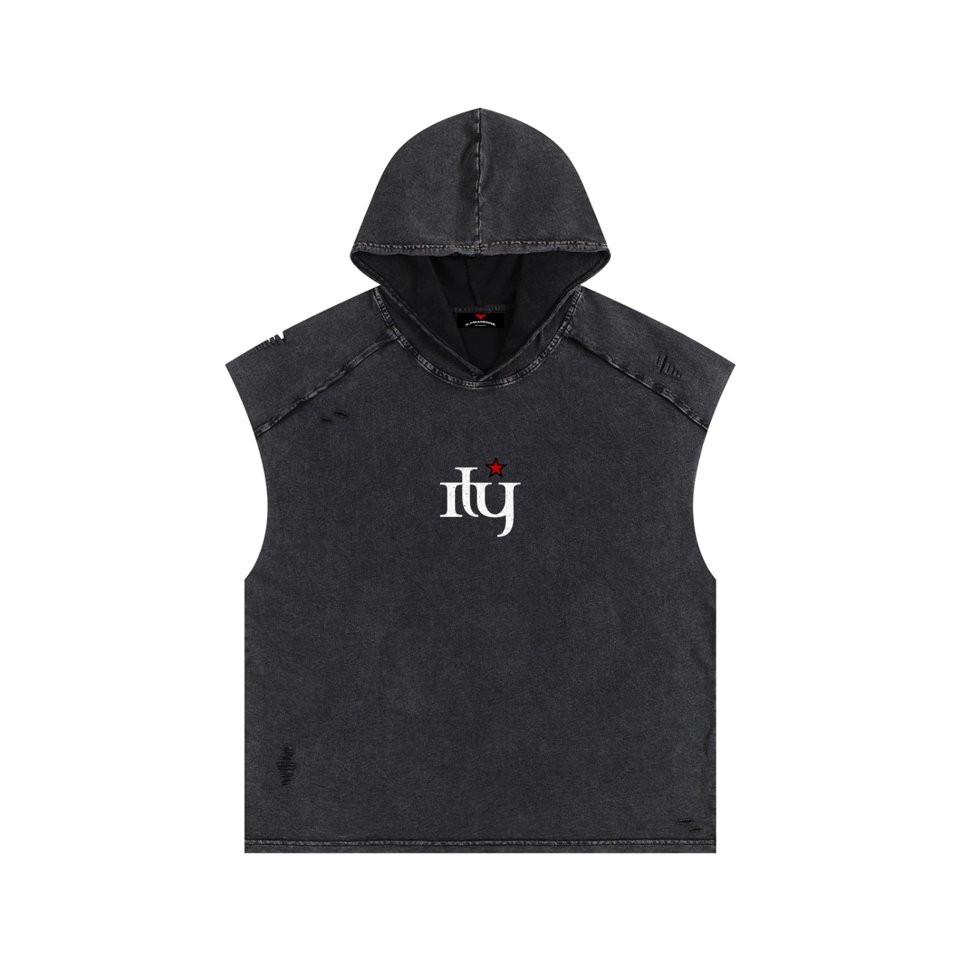 Iron Will | Snow Washed Boxy Hooded Tank Top | ILYRIANEDGE