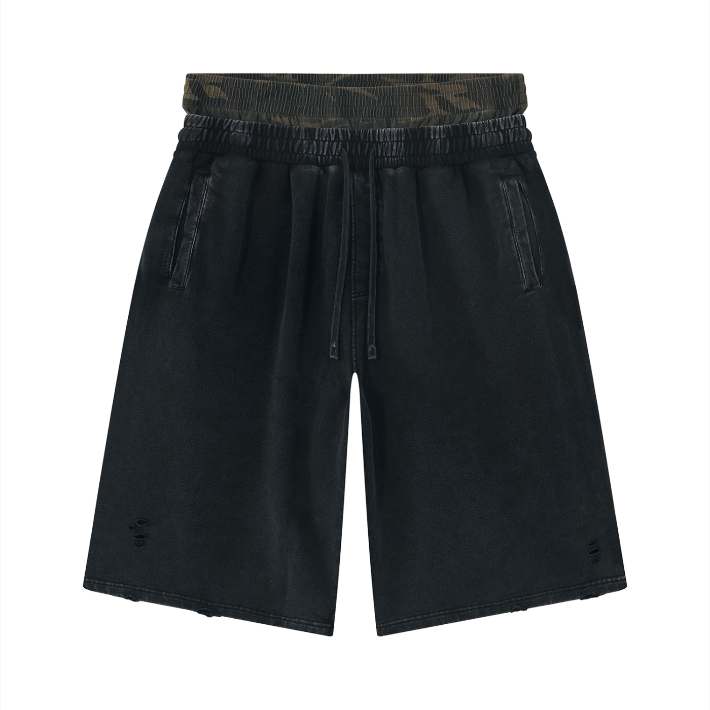 Never Give Up| Vintage Wash Distressed Wide Leg Shorts | ILYRIANEDGE
