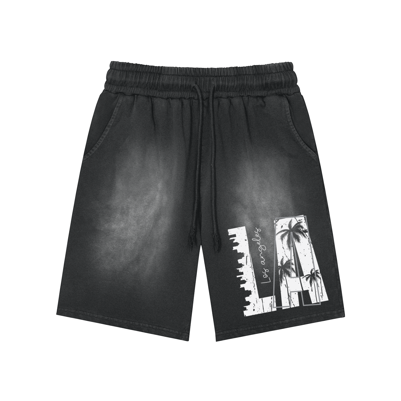 LA  | Vintage Washed  Rectangle Patch Shorts | ILYRIANEDGE