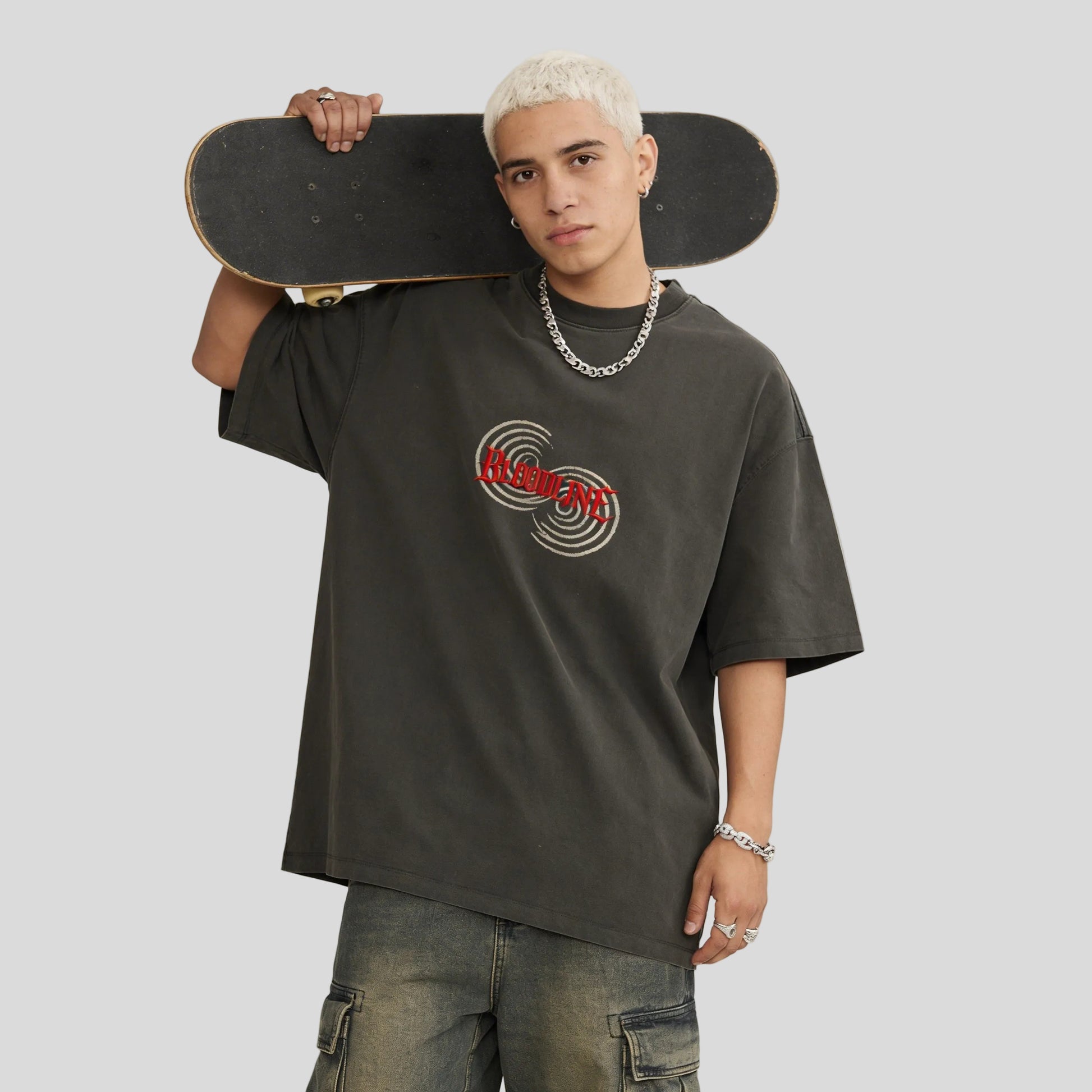 Bloodline T-Shirt - 285GSM Unisex Oversized Washed Crew Neck T-shirt