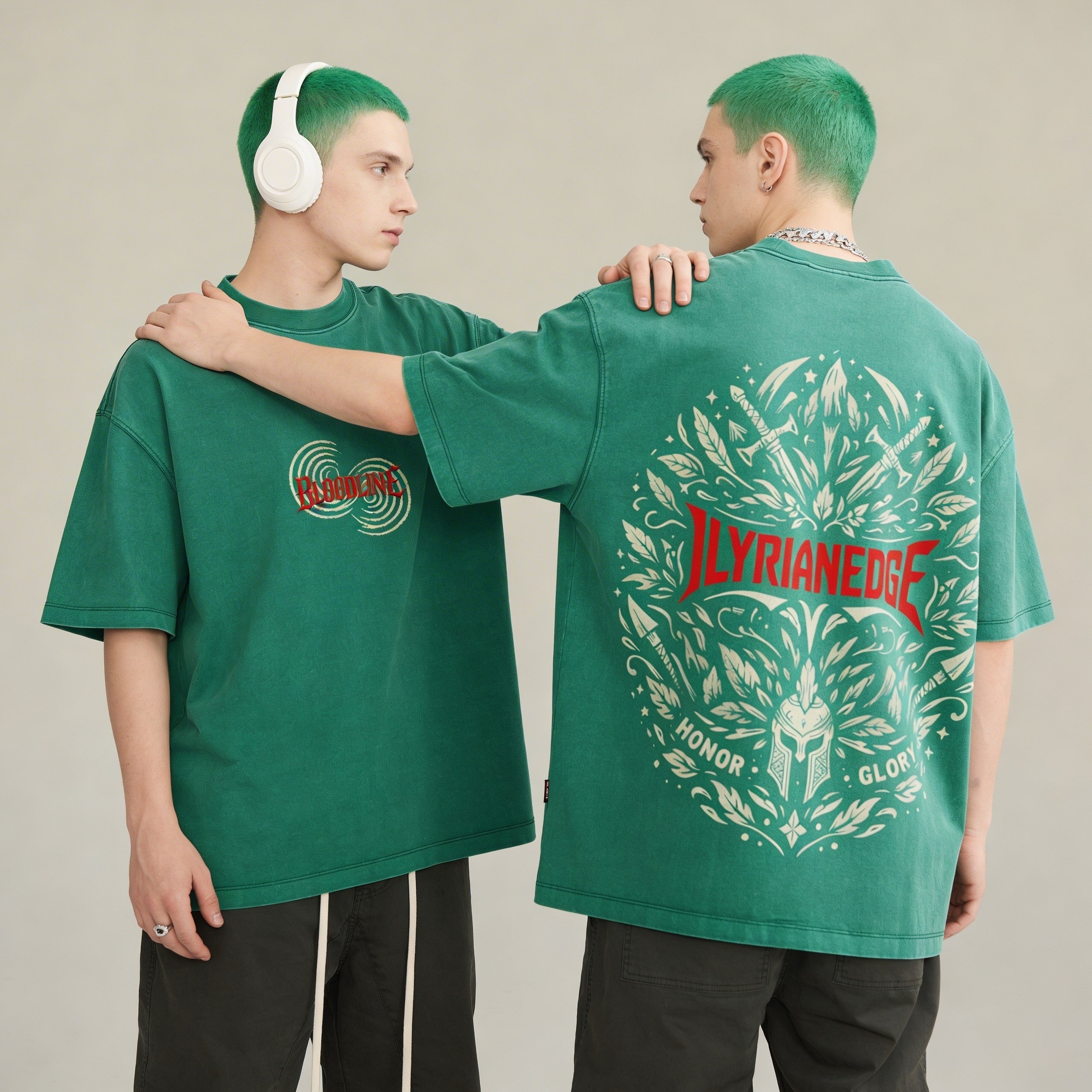 Bloodline T-Shirt - 285GSM Unisex Oversized Washed Crew Neck T-shirt