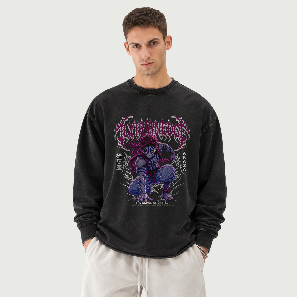 The Demon Within | 260GSM Faded Long Sleeve T-Shirt | ILYRIANEDGE