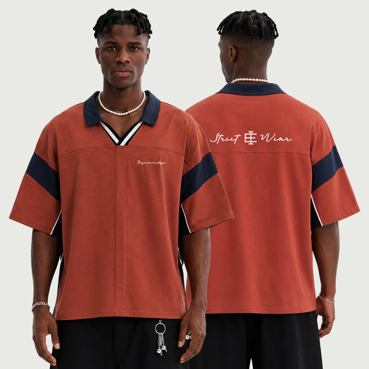 Sandstone | Boxy Color Block Cotton Polo | ILYRIANEDGE
