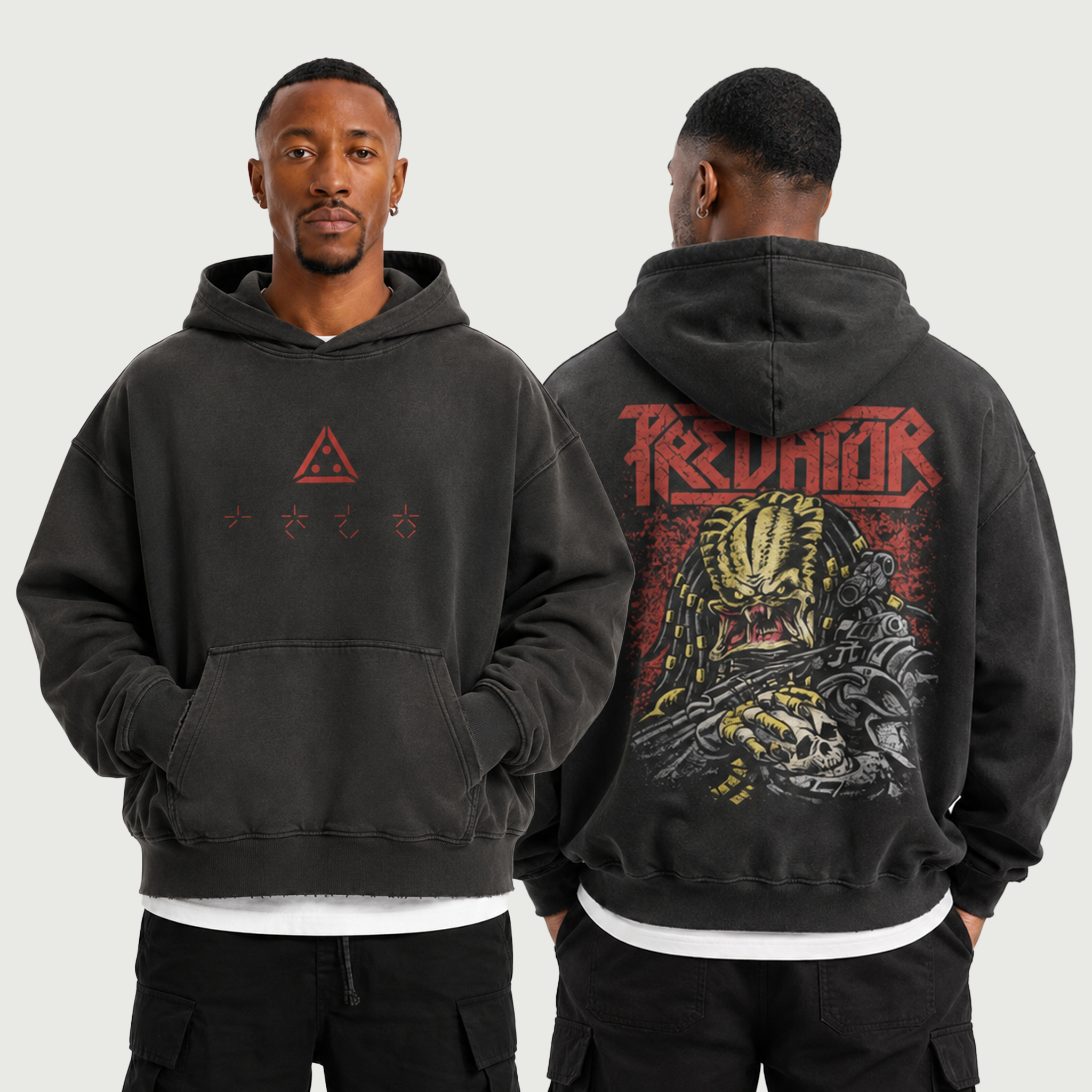 Predator | Distressed Sun-Faded Hoodie | ILYRIANEDGE