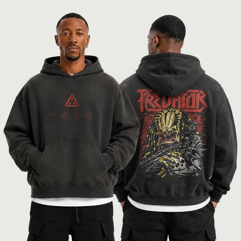 Predator | Distressed Sun-Faded Hoodie | ILYRIANEDGE