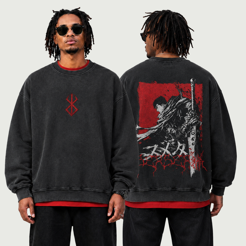 Berserk | Oversized Faded Sweatshirt | ILYRIANEDGE