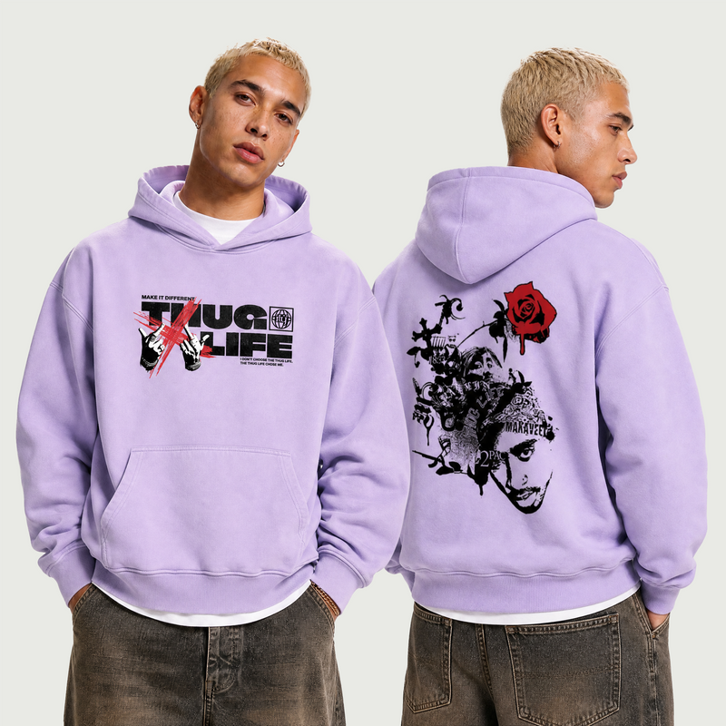 Thug Life | Boxy Sun-Faded Hoodie | ILYRIANEDGE