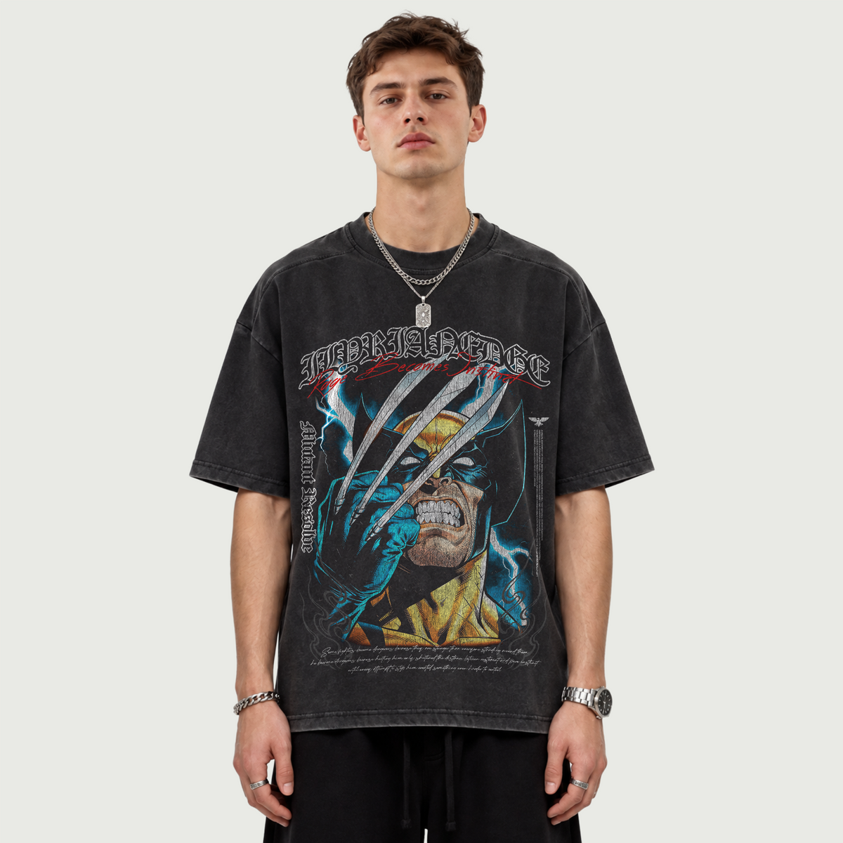 Blood & Claws |260GSM Vintage Wash Boxy T-Shirt | ILYRIANEDGE