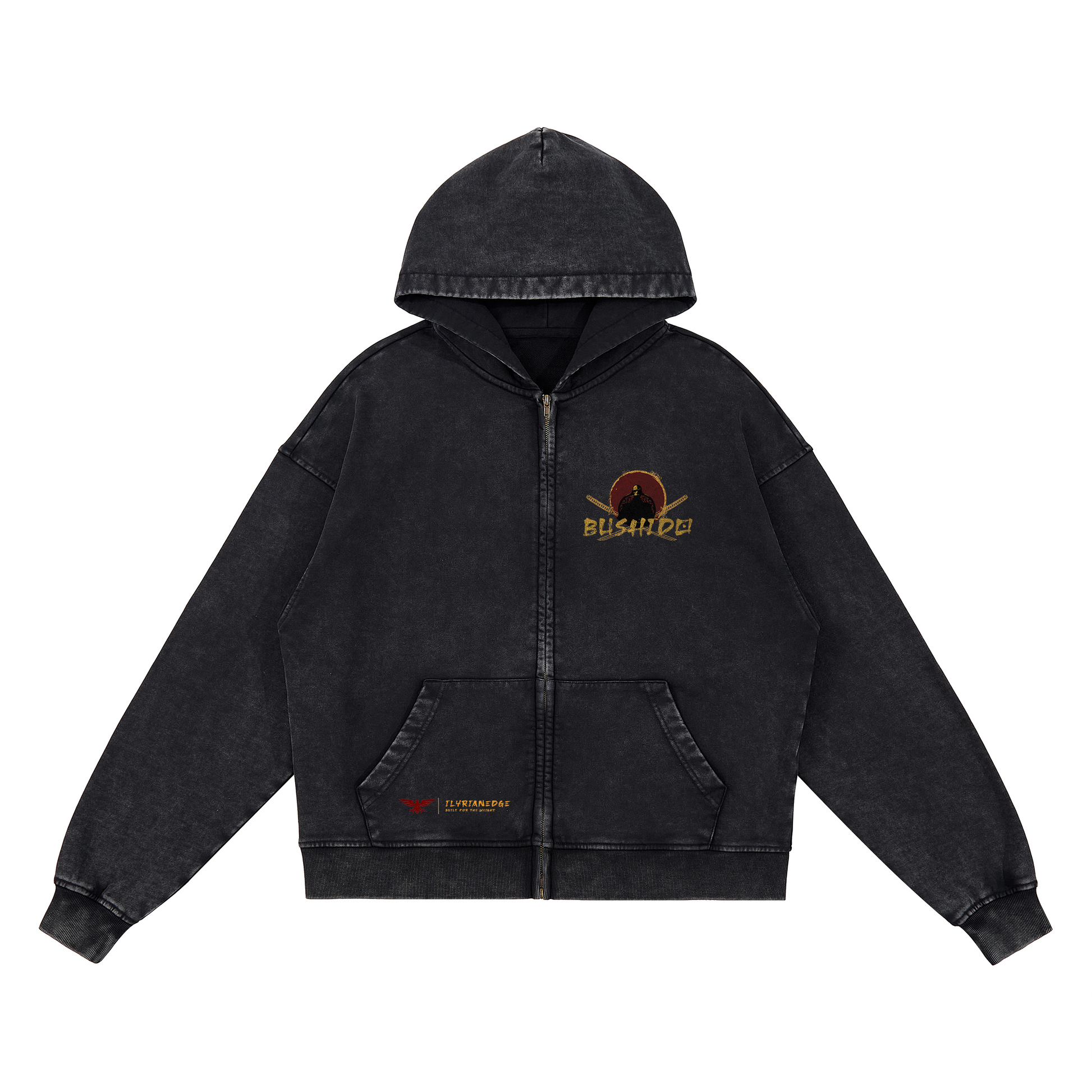 Bushido | Vintage Snow Wash Zip Hoodie | ILYRIANEDGE