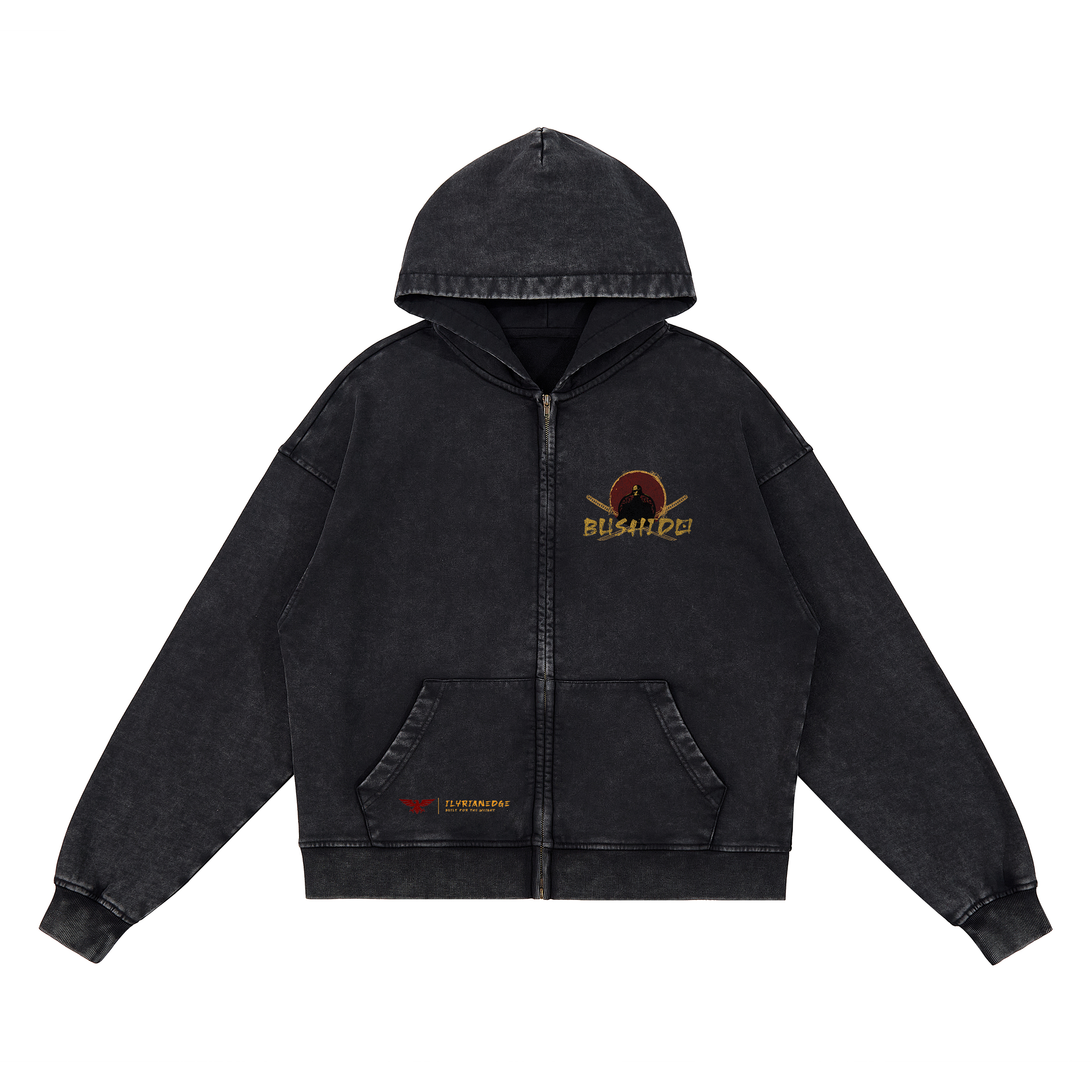 Bushido | Vintage Snow Wash Zip Hoodie | ILYRIANEDGE
