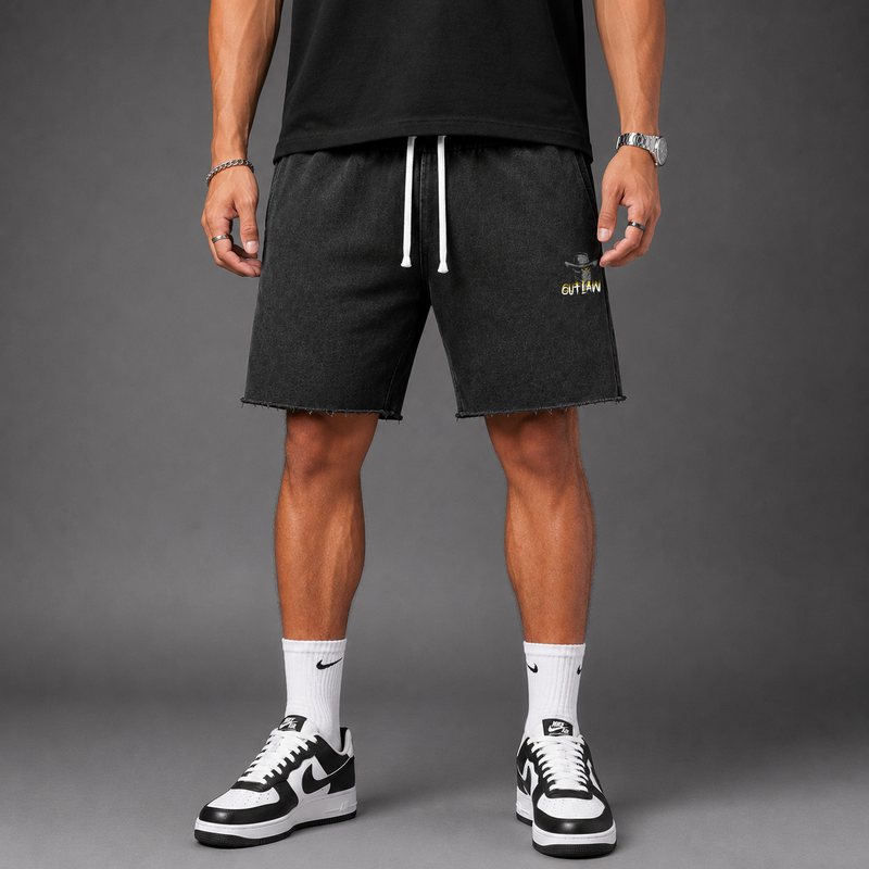 Outlaw | Mineral Wash Raw Edge Shorts | ILYRIANEDGE