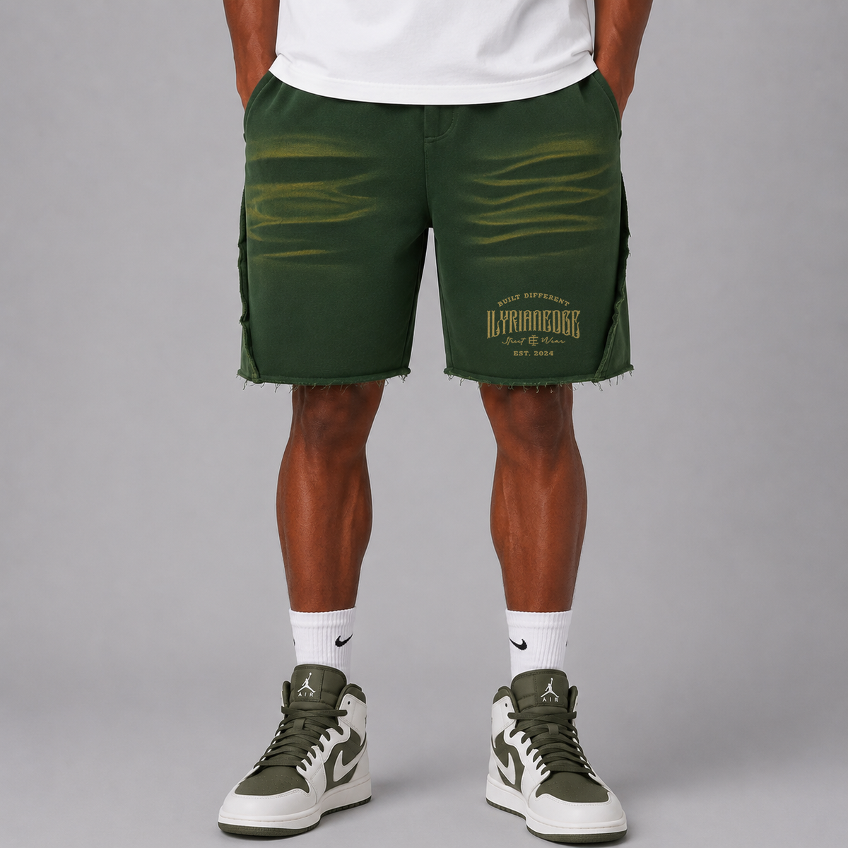 Ilyrianedge | Vintage Washed Tiger Stripes Shorts | ILYRIANEDGE