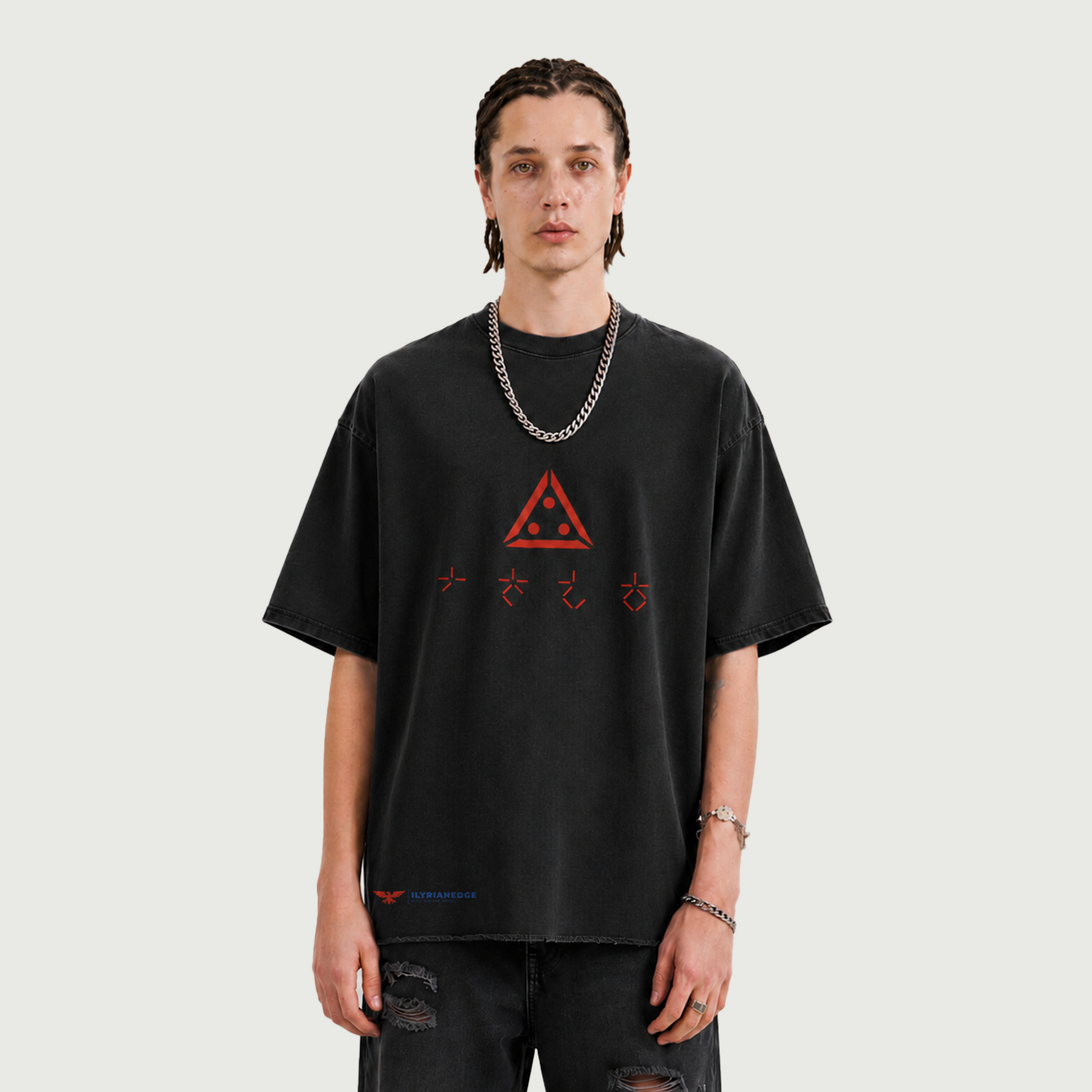 Predator Black| Faded Raw Hem T-Shirt | ILYRIANEDGE
