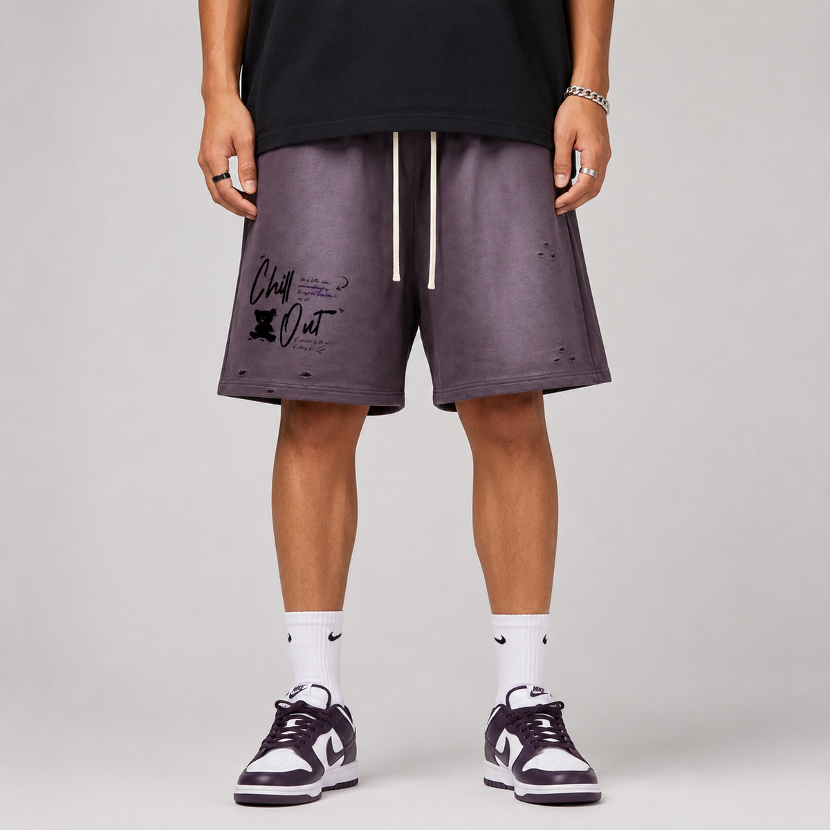 Chill Out | Sun Fade Distressed Shorts | ILYRIANEDGE