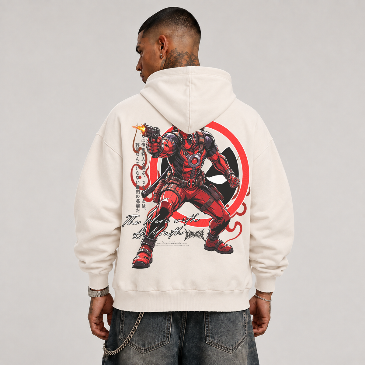 Crimson Ronin | 380GSM Sun Faded Distressed Hoodie | ILYRIANEDGE