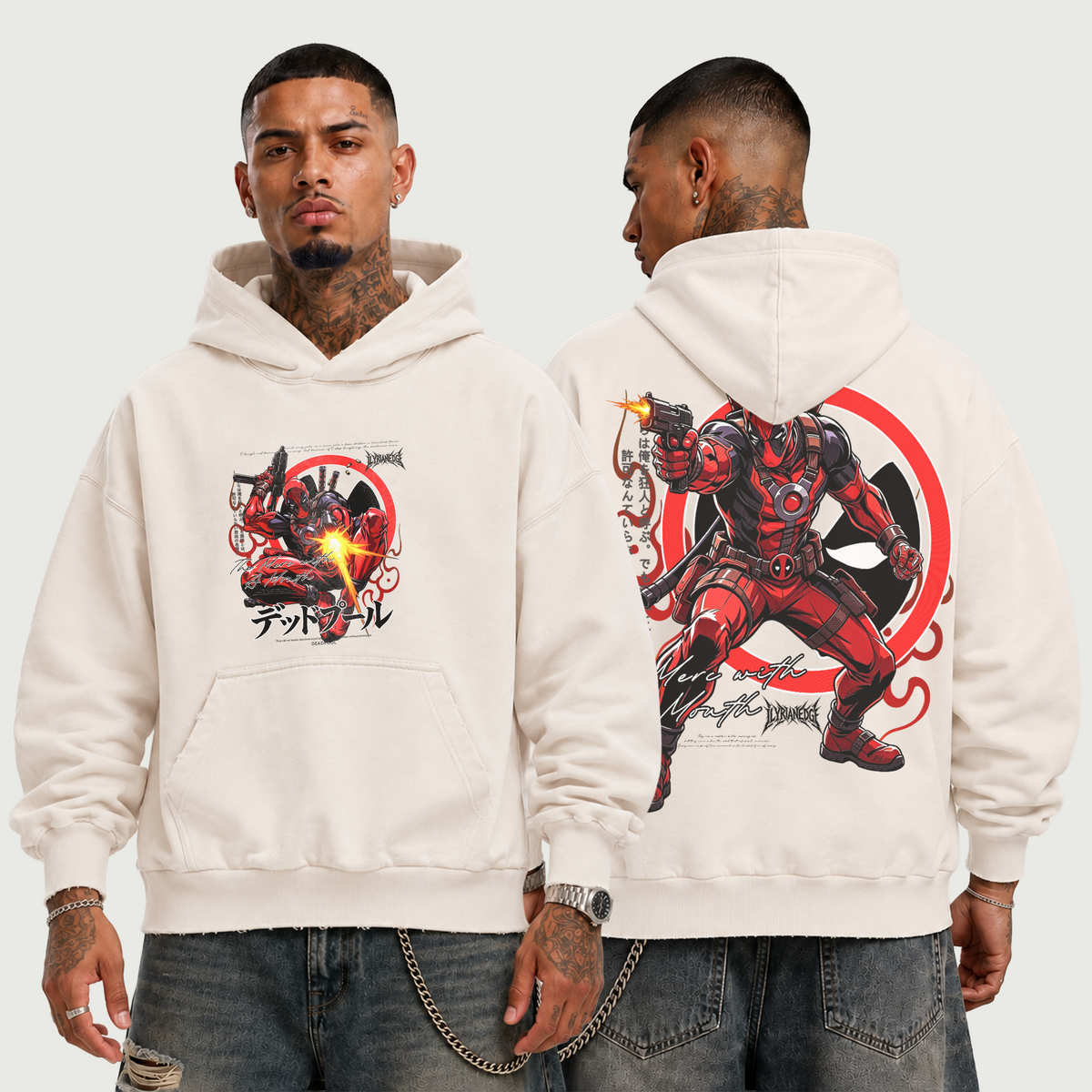Crimson Ronin | 380GSM Sun Faded Distressed Hoodie | ILYRIANEDGE