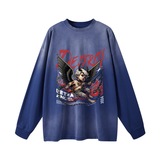 Destroy - 260GSM Unisex Oversized Sun Faded Long Sleeve Top