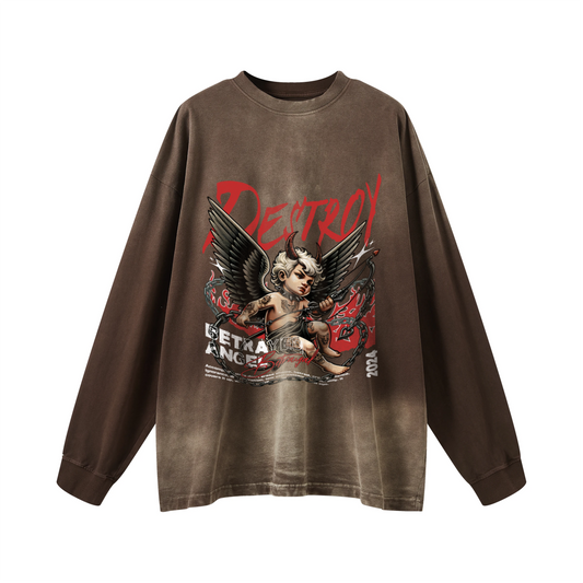 Destroy - 260GSM Unisex Oversized Sun Faded Long Sleeve Top