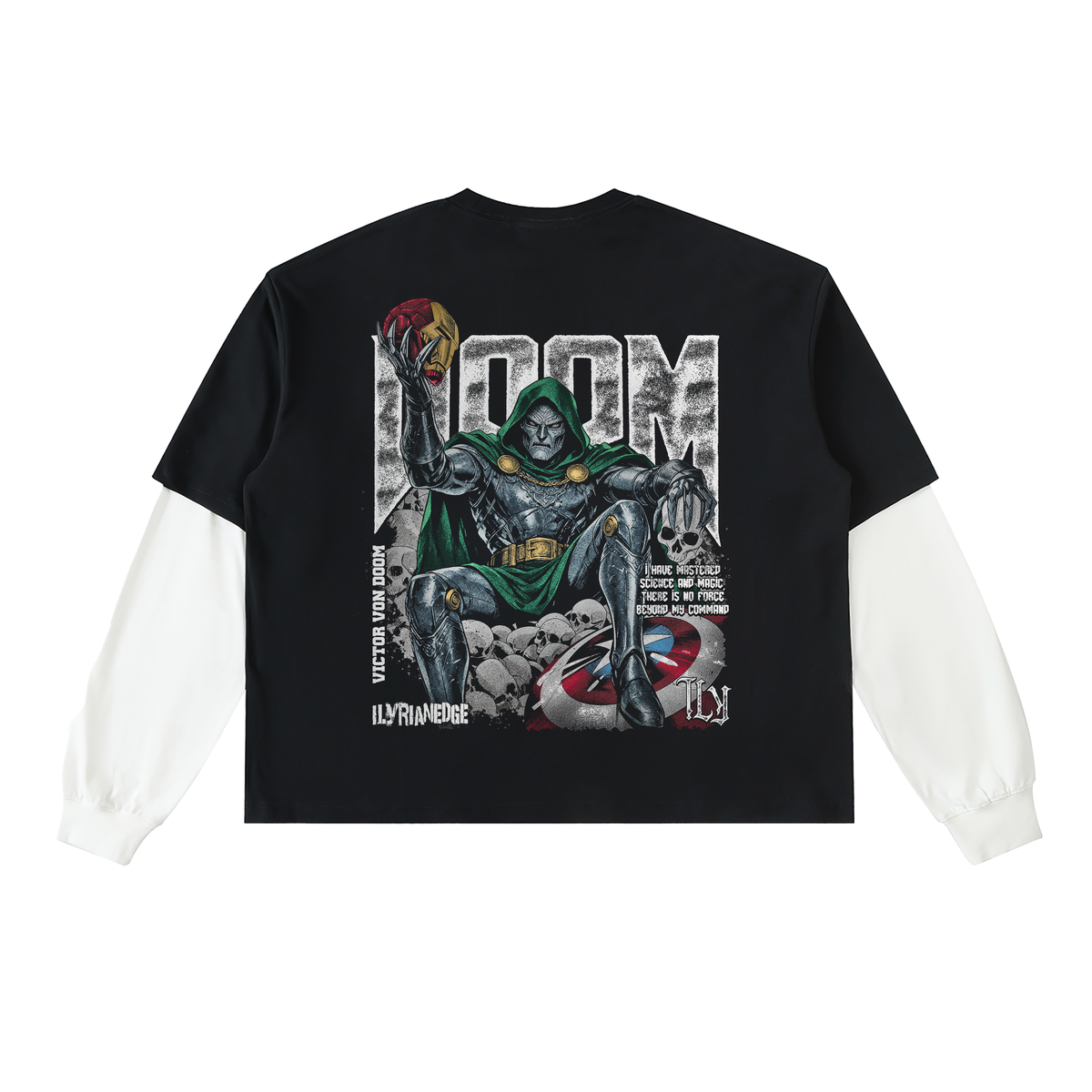 The Dark Ages  - Layered Contrast Sleeve Cotton T-Shirt