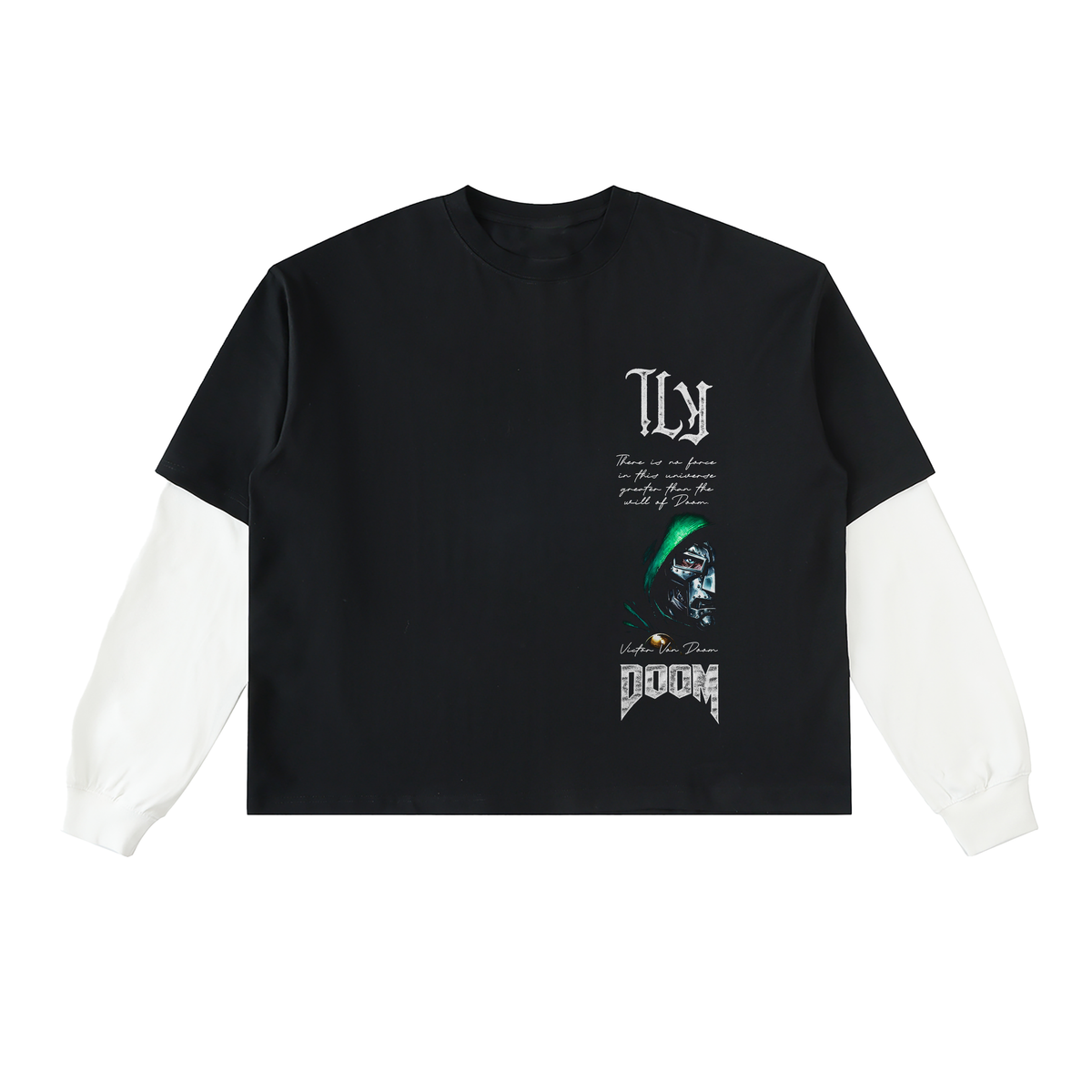 The Dark Ages  - Layered Contrast Sleeve Cotton T-Shirt