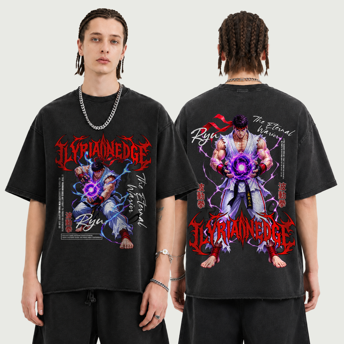 The Eternal Warrior | 260GSM Faded Raw Hem T-Shirt | ILYRIANEDGE