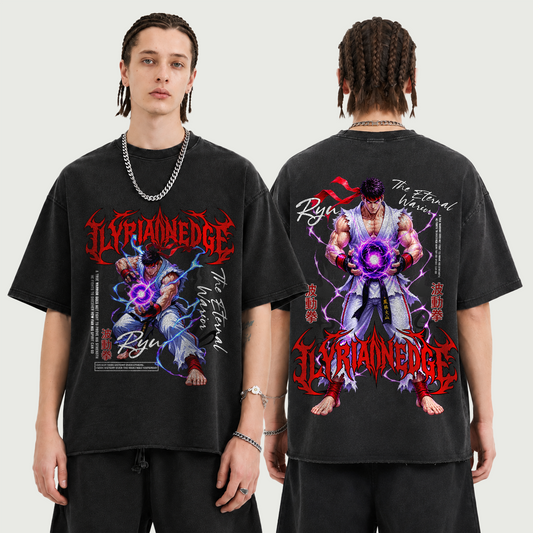 The Eternal Warrior | 260GSM Faded Raw Hem T-Shirt | ILYRIANEDGE