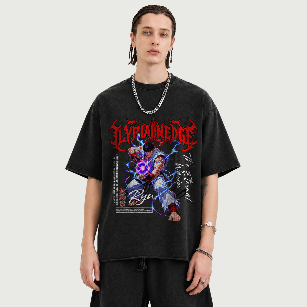 The Eternal Warrior | 260GSM Faded Raw Hem T-Shirt | ILYRIANEDGE