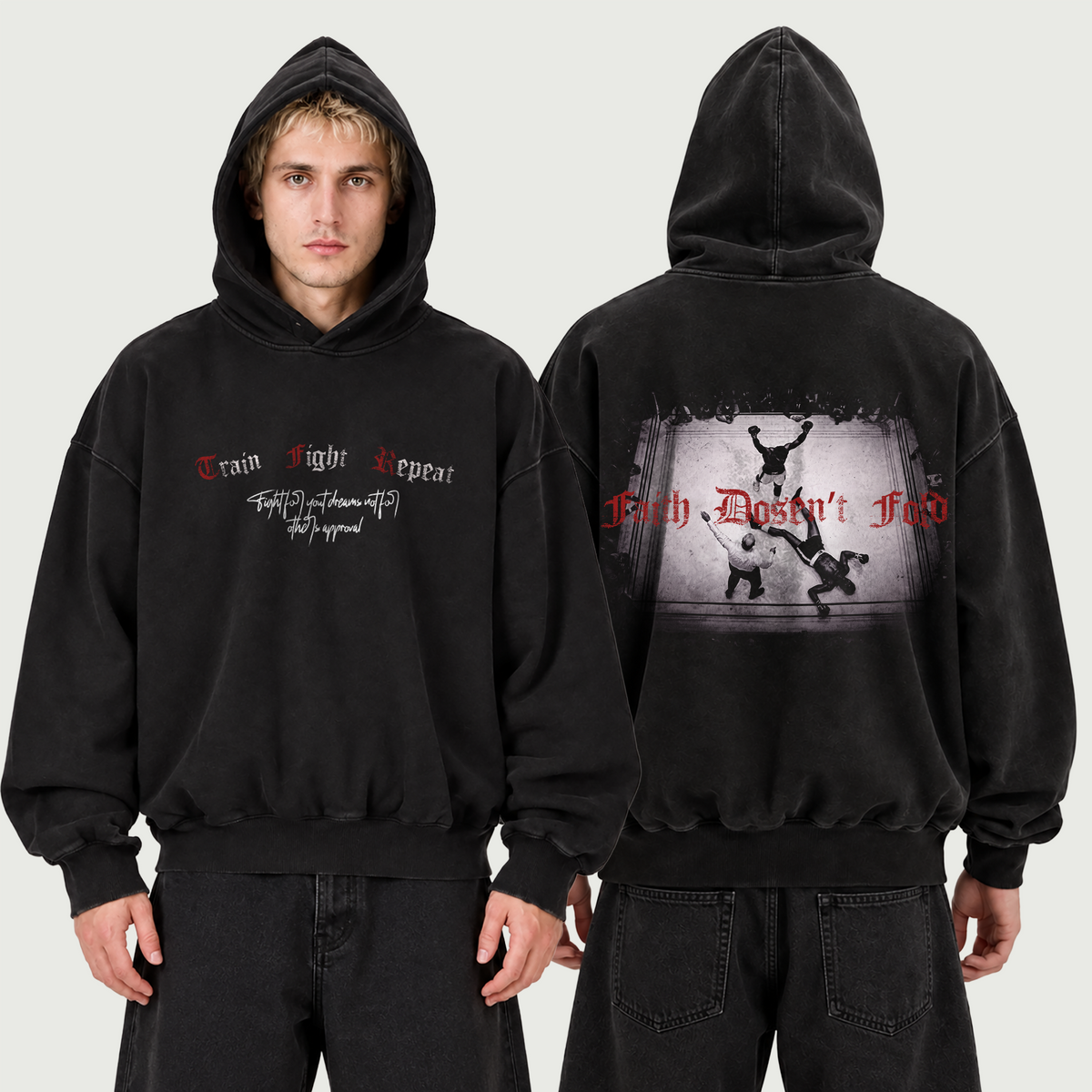 Iron Faith | 420GSM Oversized Snap Collar Hoodie | ILYRIANEDGE