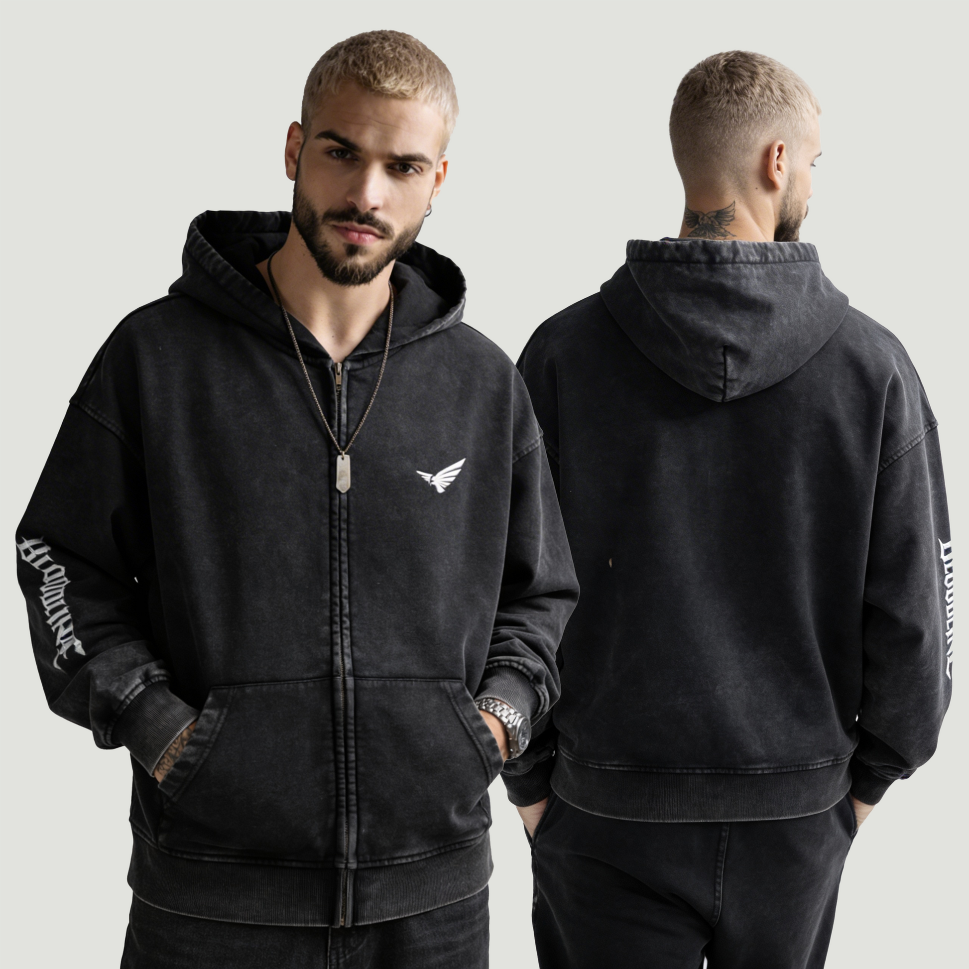 Bloodline Zipped | Snow Wash Zip Hoodie | ILYRIANEDGE