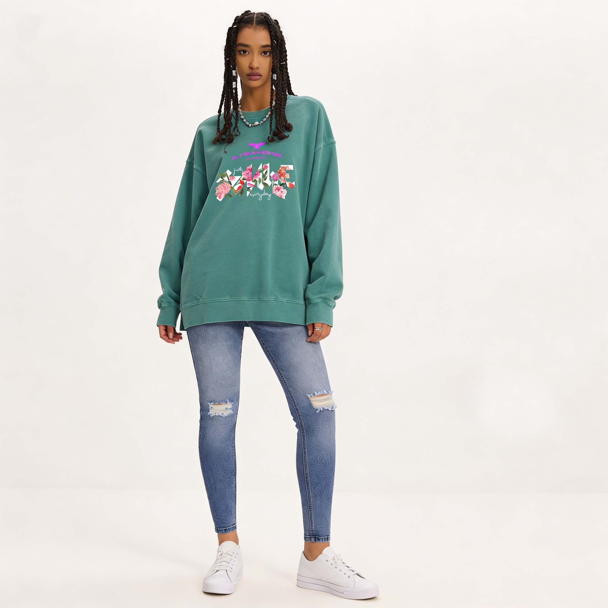 Smile | Oversized Faded Sweatshirt | ILYRIANEDGE