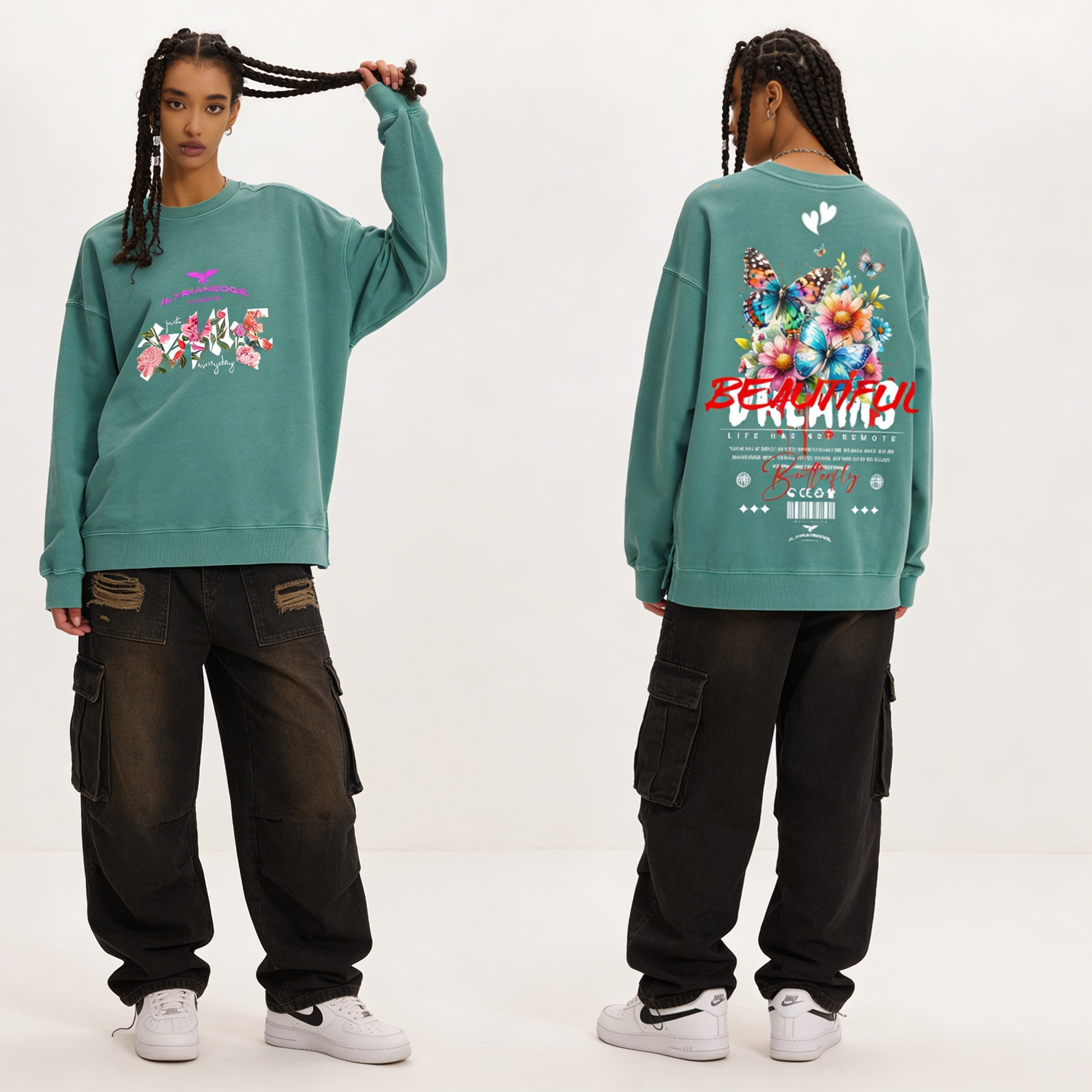 Smile | Oversized Faded Sweatshirt | ILYRIANEDGE