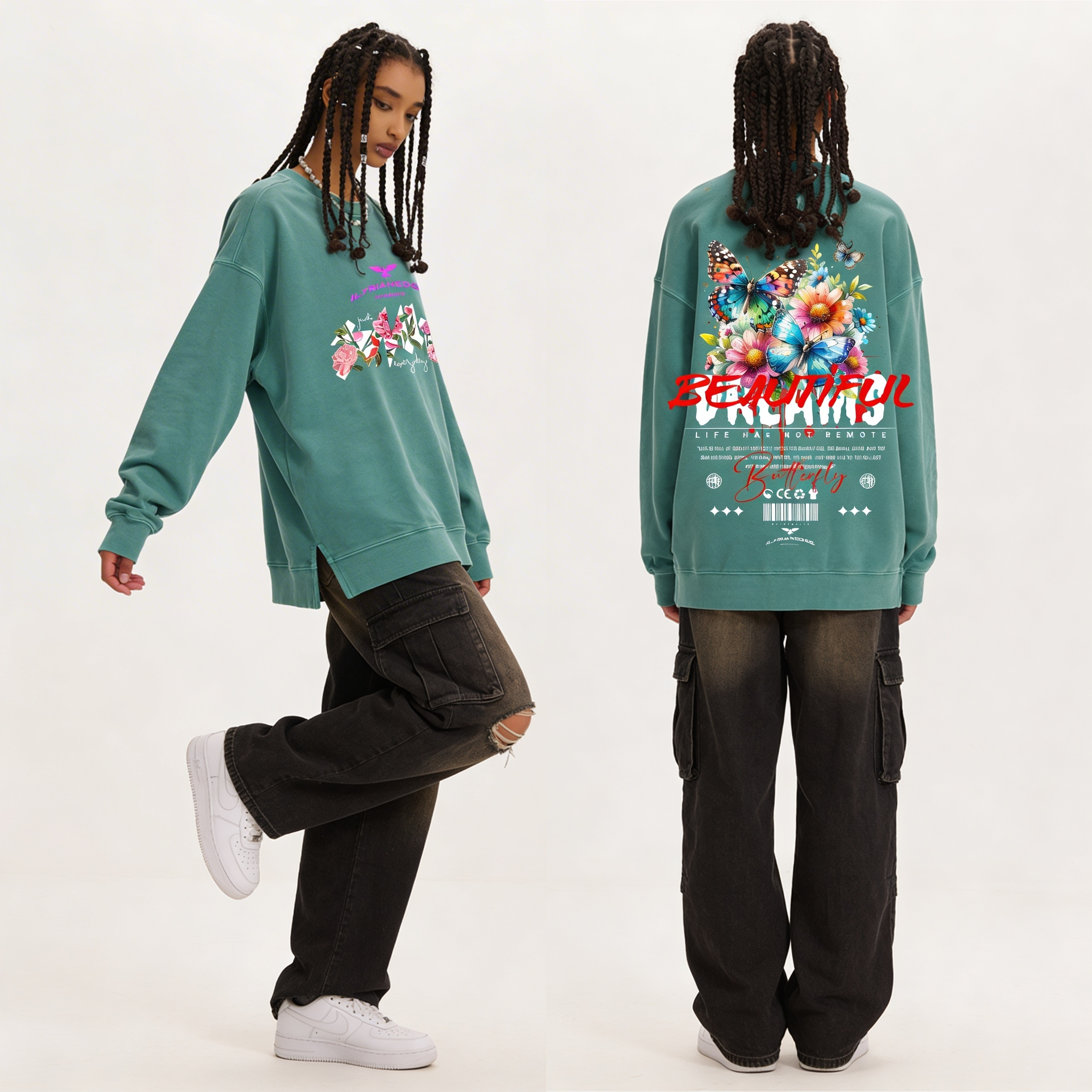 Smile | Oversized Faded Sweatshirt | ILYRIANEDGE