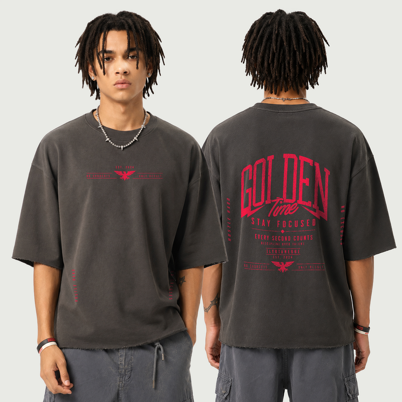Golden Time | Heavyweight Boxy Raw Edge T-Shirt | ILYRIANEDGE