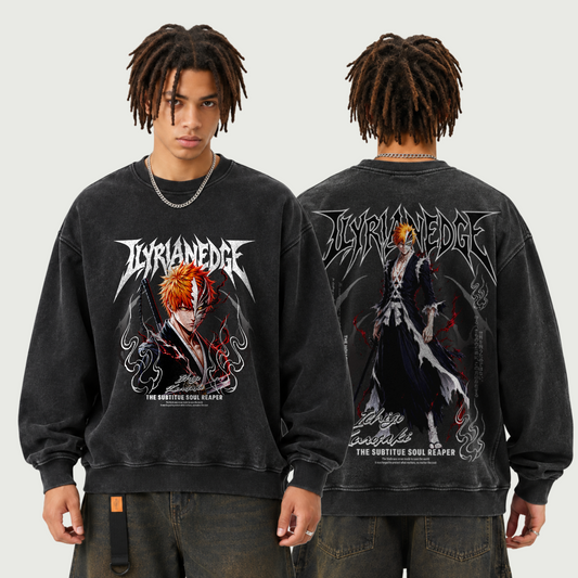 Soul Reaper | 440GSM Oversized Faded Sweatshirt | ILYRIANEDGE
