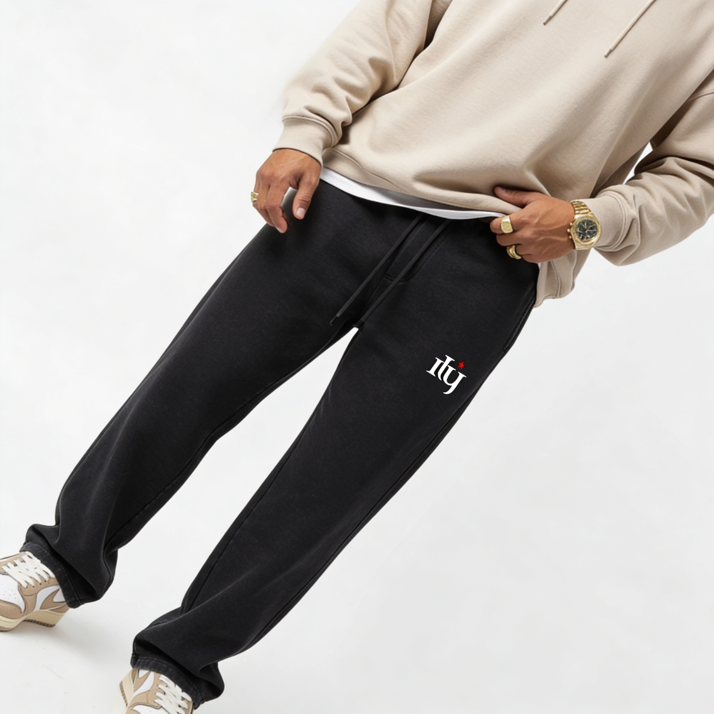 Black Bloodline Joggers - 420GSM Unisex Relaxed Fit Sweatpants