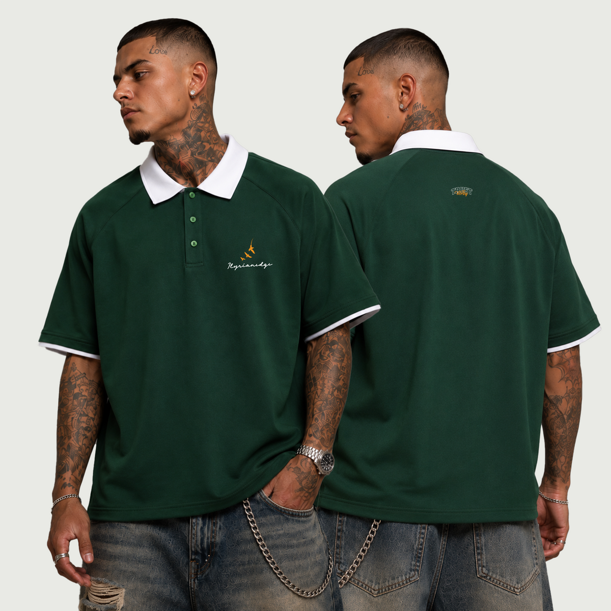 Ilyrianedge | Premium Contrast Collar Raglan Polo Shirt | ILYRIANEDGE