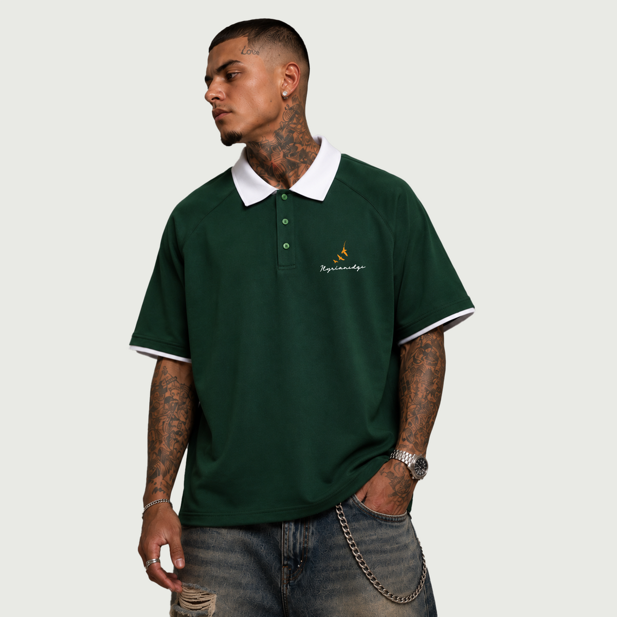 Ilyrianedge | Premium Contrast Collar Raglan Polo Shirt | ILYRIANEDGE