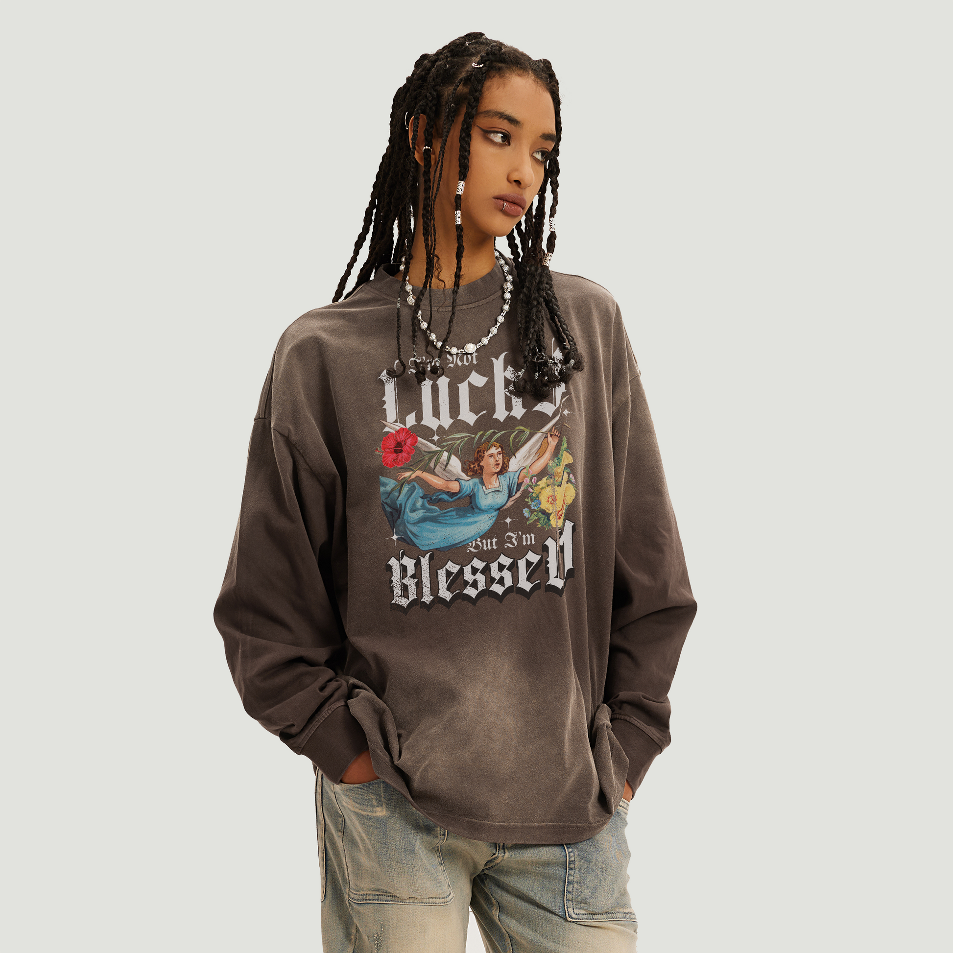 Lucky | Oversized Sun-Faded Long Sleeve Top | ILYRIANEDGE