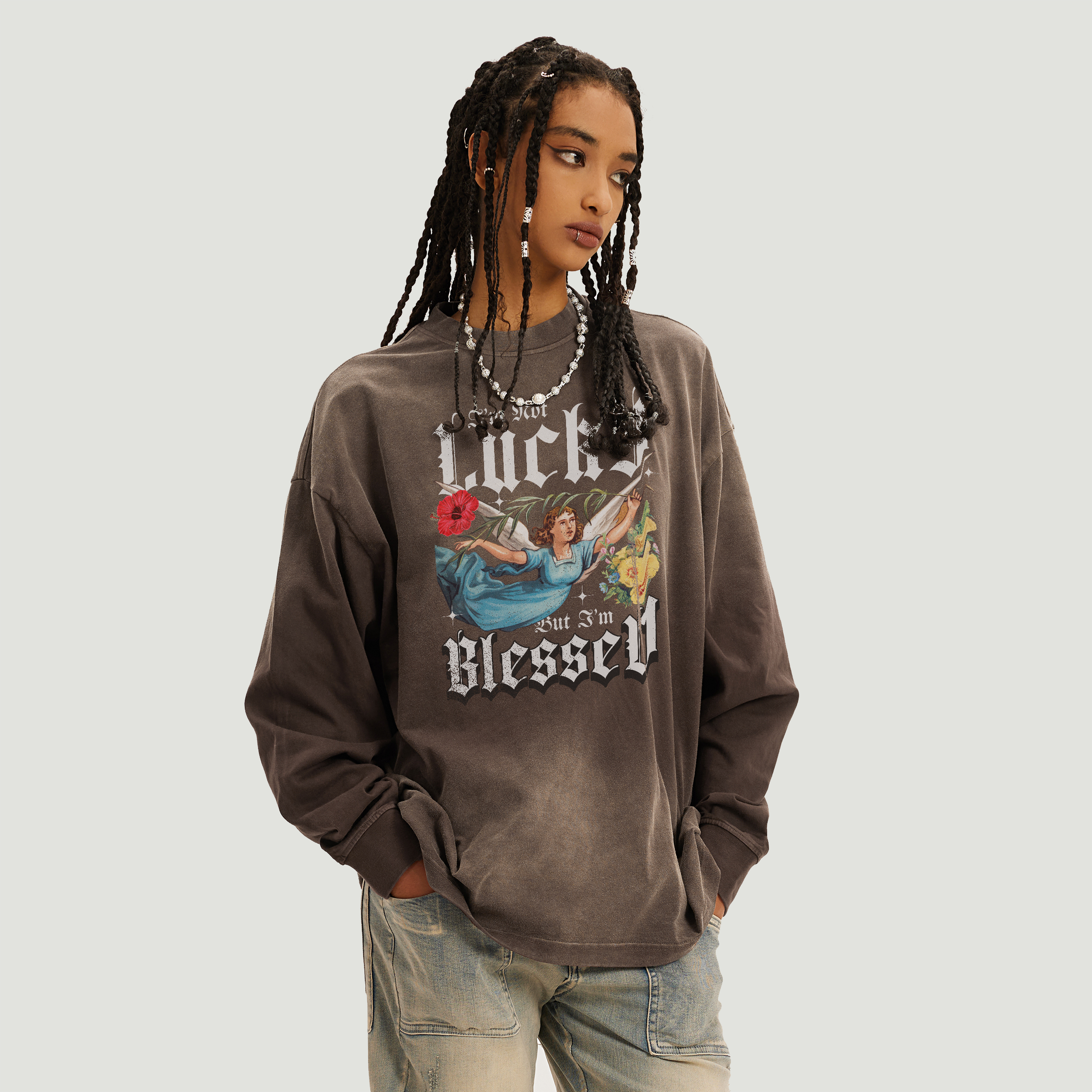 Lucky | Oversized Sun-Faded Long Sleeve Top | ILYRIANEDGE