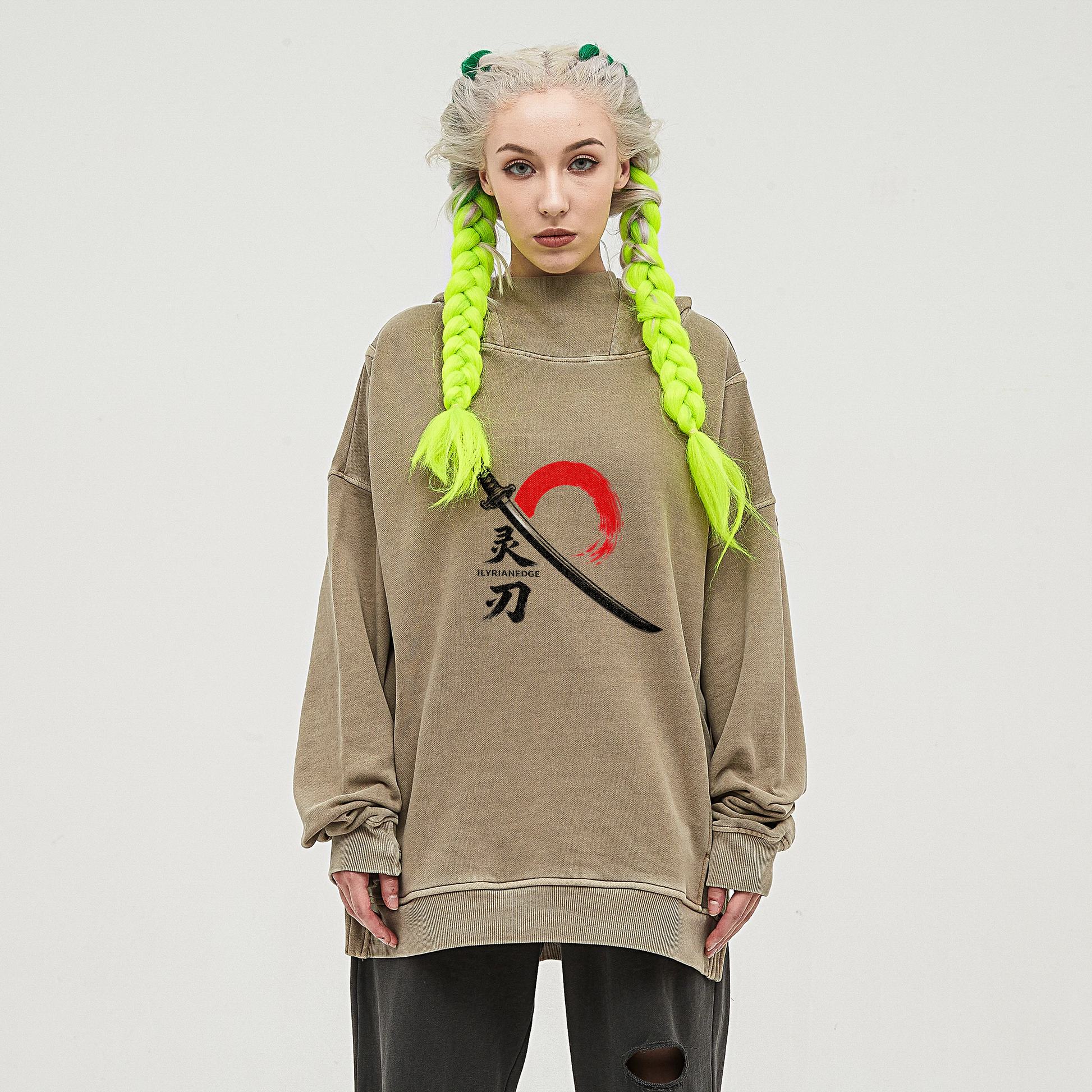 Samurai | Washed Turtleneck Hoodie | ILYRIANEDGE