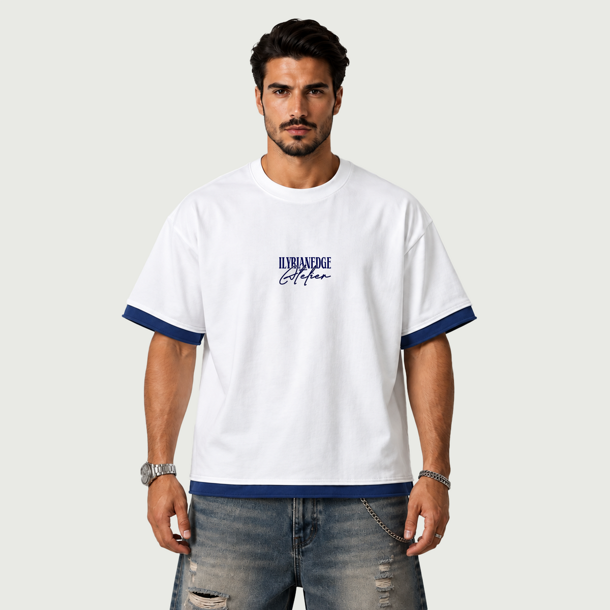 Blue Wake | Y2K Boxy Color Block T-Shirt | ILYRIANEDGE