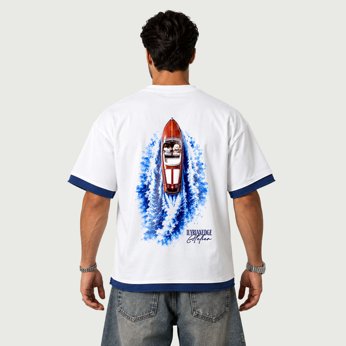 Blue Wake | Y2K Boxy Color Block T-Shirt | ILYRIANEDGE