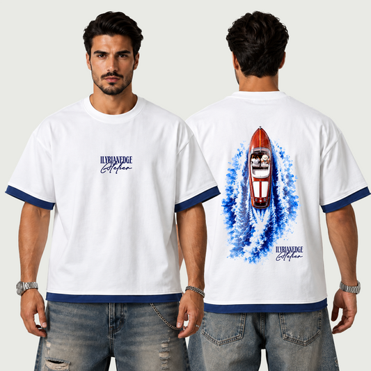 Blue Wake | Y2K Boxy Color Block T-Shirt | ILYRIANEDGE
