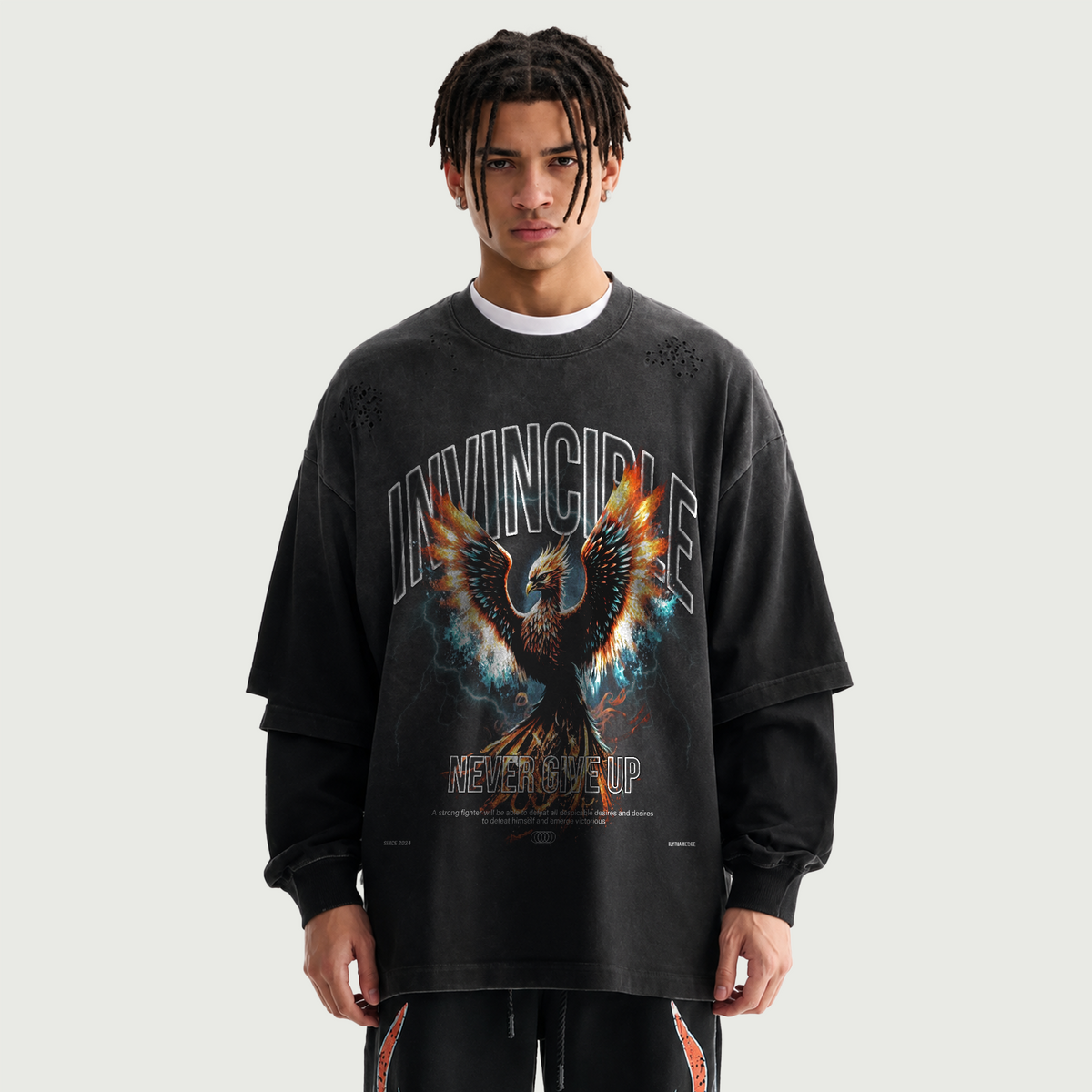Phoenix Reborn |  Vintage Oversized T-Shirt  Sunfaded Distressed | ILYRIANEDGE