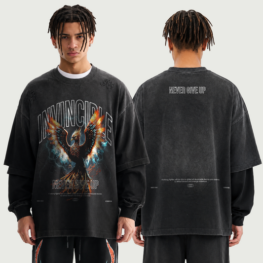 Phoenix Reborn |  Vintage Oversized T-Shirt  Sunfaded Distressed | ILYRIANEDGE