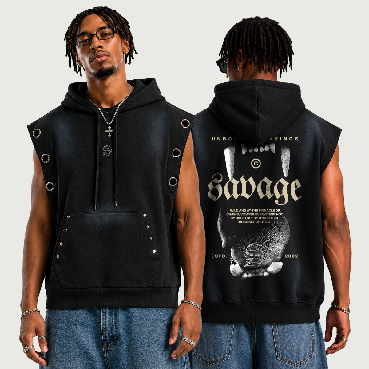 Savage - Unisex Vintage Wash Sun Fade Sleeveless Hoodie