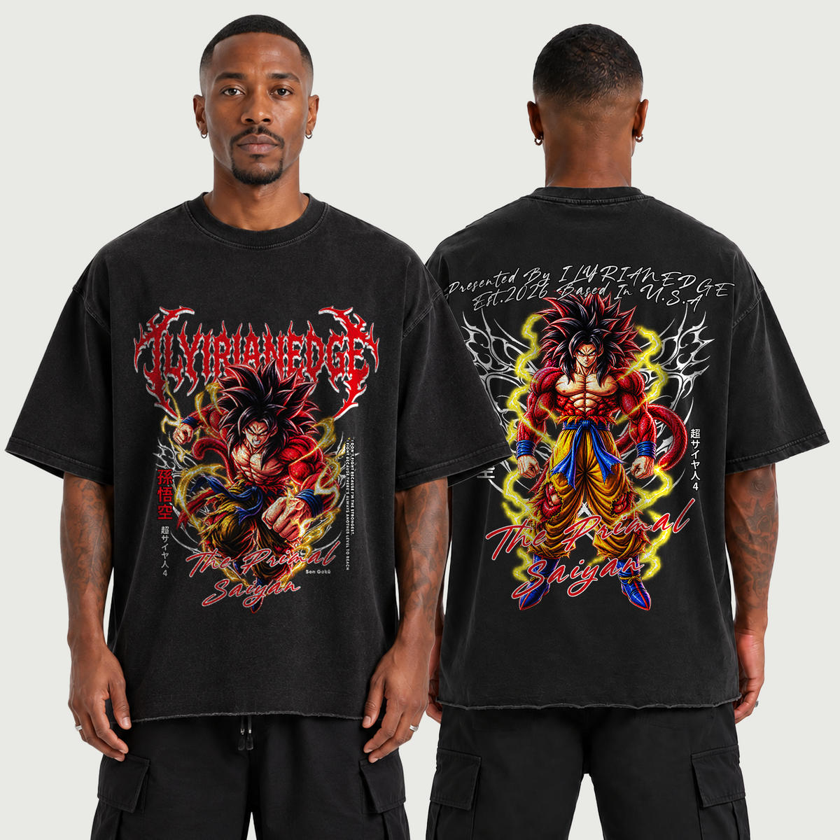 The Primal Saiyan  | 260GSM Raw Hem T-Shirt | ILYRIANEDGE