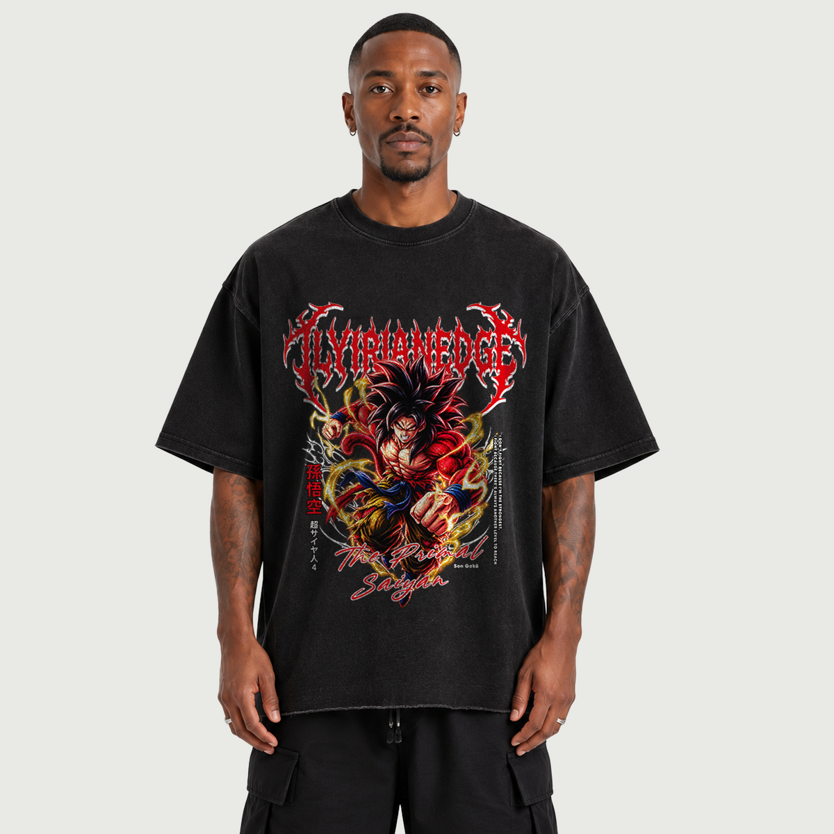 The Primal Saiyan  | 260GSM Raw Hem T-Shirt | ILYRIANEDGE