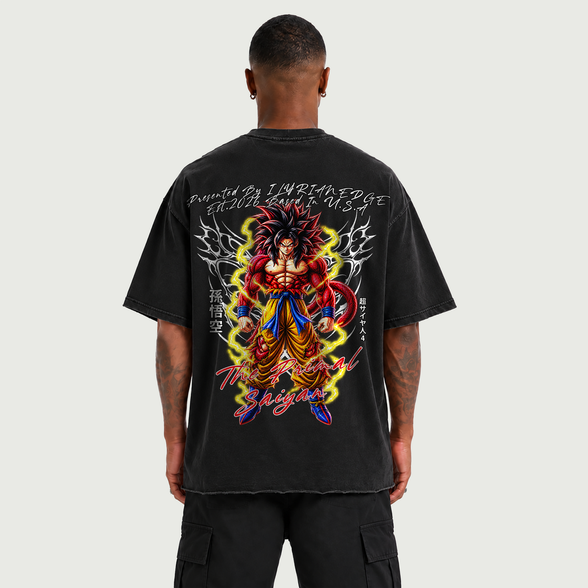 The Primal Saiyan  | 260GSM Raw Hem T-Shirt | ILYRIANEDGE