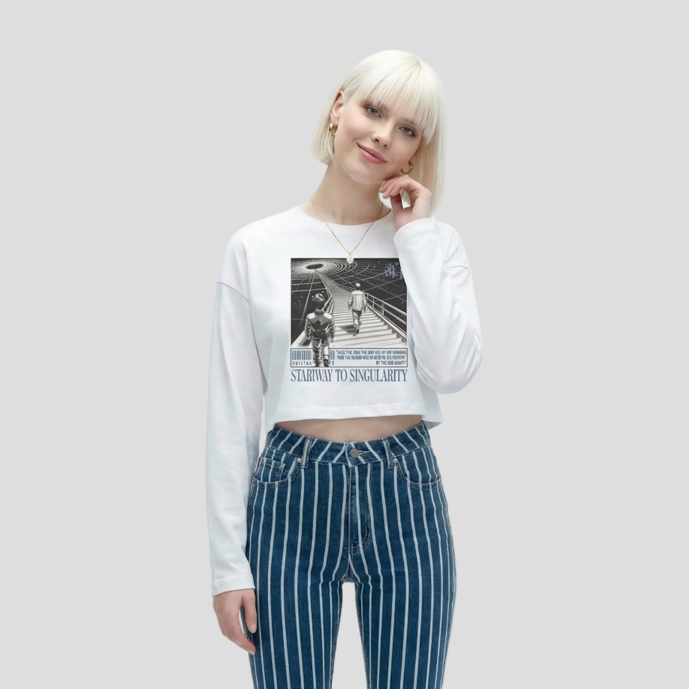 Stairway To Singularity | Raw Hem Crop Top | ILYRIANEDGE